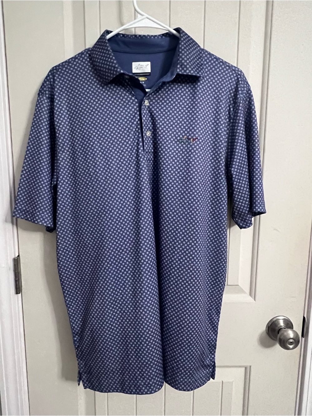 Greg Norman Collection Navy Micro Dot Performance Polo